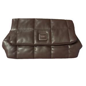 Victoria's Secret Brown Quilted Handbag Bag Clutch  Makeup Pouch NWT